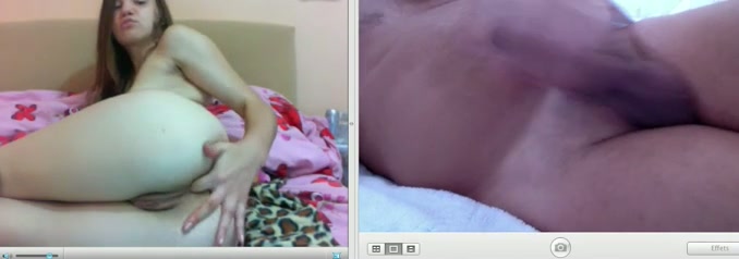 Gratis webcam sex, zowel zij als hij masturberen.